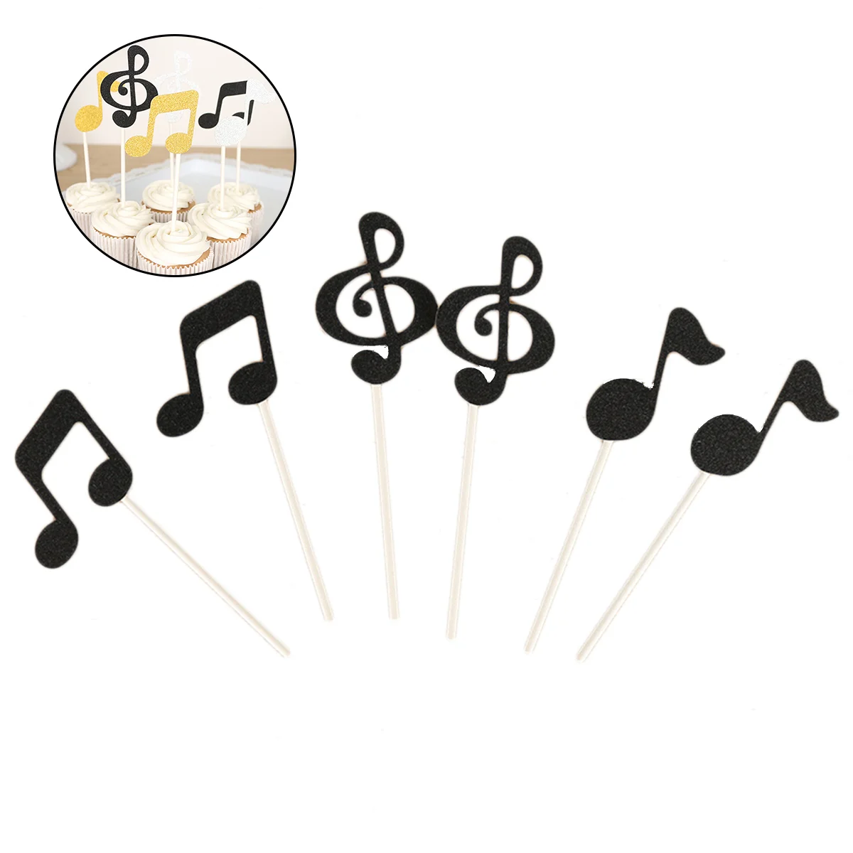 

Cake Music Topper Musical Birthday Cupcake Pick Decorations Party Decoration Toppers Picks Note Notation Dessert Supplies Notes