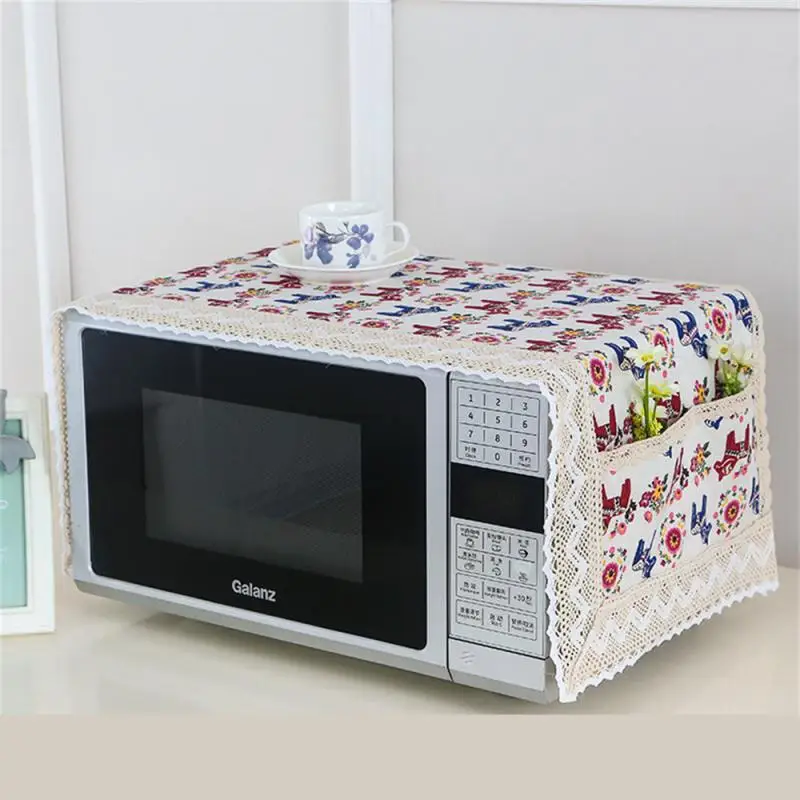 

Easy To Install Electric Oven Cover Cloth Linen Dust-proof Home Decoration Moisture-proof Microwave Oven Cover Household Tools