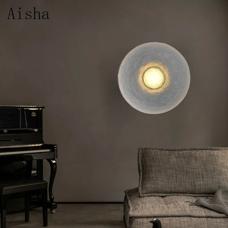 

Round Wall Lamp Clear Environmental Protection Resin Sconce Designer Living Room Bedroom Hotel Background Wall LED Light