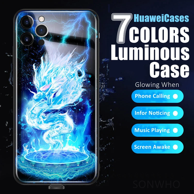 

Luminous Flash Dragon Phone Case for HUAWEI P30 P40 P50 Pro Mate30 40 Pro Plus Nova 7 8 9 Pro Glowing Fall Resistant Accessories