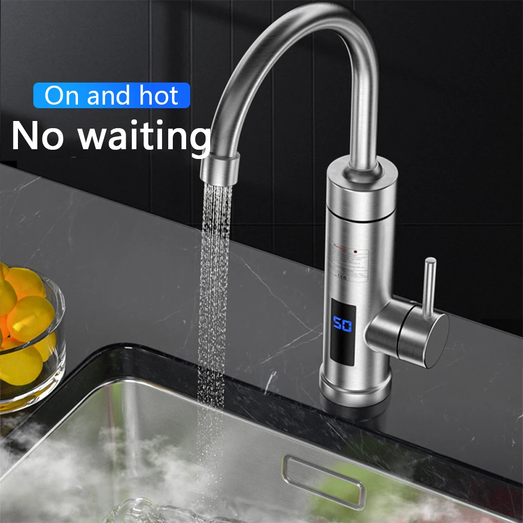

Stainless Steel Electric Heated Kitchen Faucet Detachable Fast Heating Replacement Household Sink Digital Tap NewType UK Plug