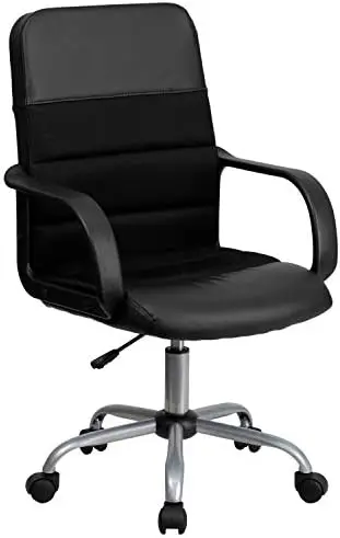 

Mid-Back Black LeatherSoft and Mesh Swivel Task Office Chair with Arms Stool chair Sillas para barra de cocina Chair for dining