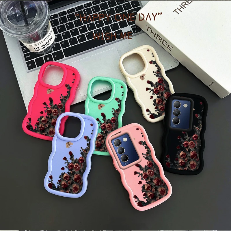 Y100 Бабочка летающая роза Волнистая форма Силиконовый чехол для телефона ViVO Y93 Y93s