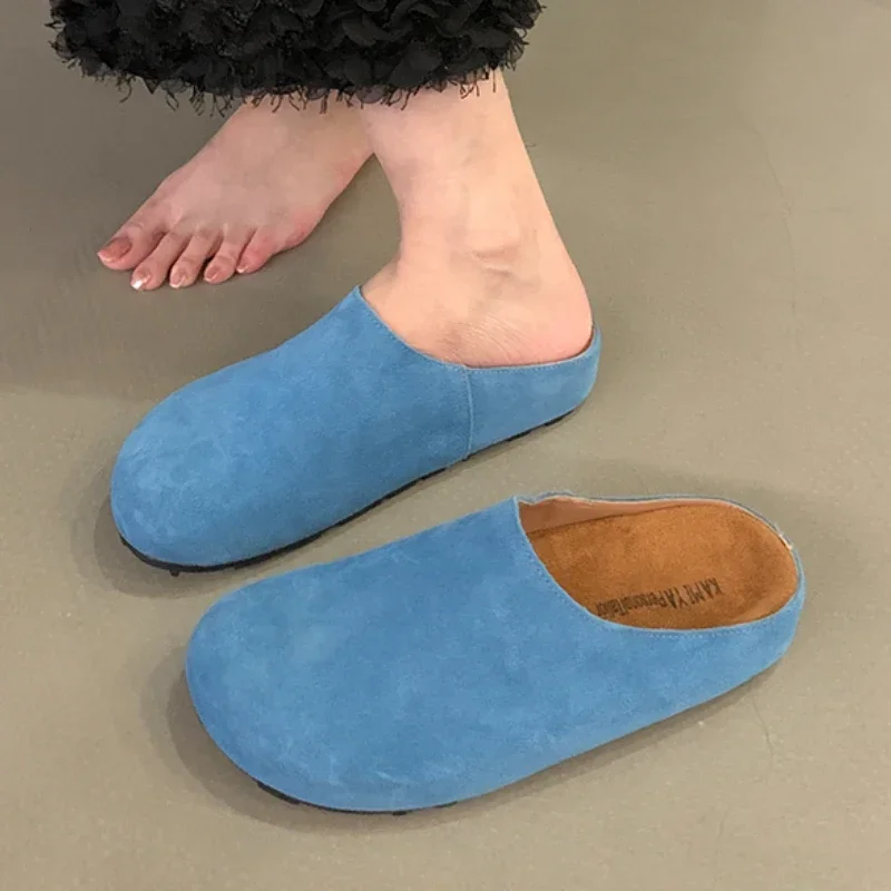 Женские шлепанцы с закрытым носком повседневные уличные сандалии плоская