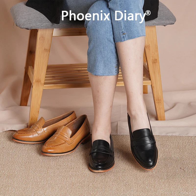 

Phoenix Diary Loafers Women's Sheepskin Moccasin Leather Slip-On Pointed Toe Flats Plus Size Shoes Handmade Small Leather Shoes