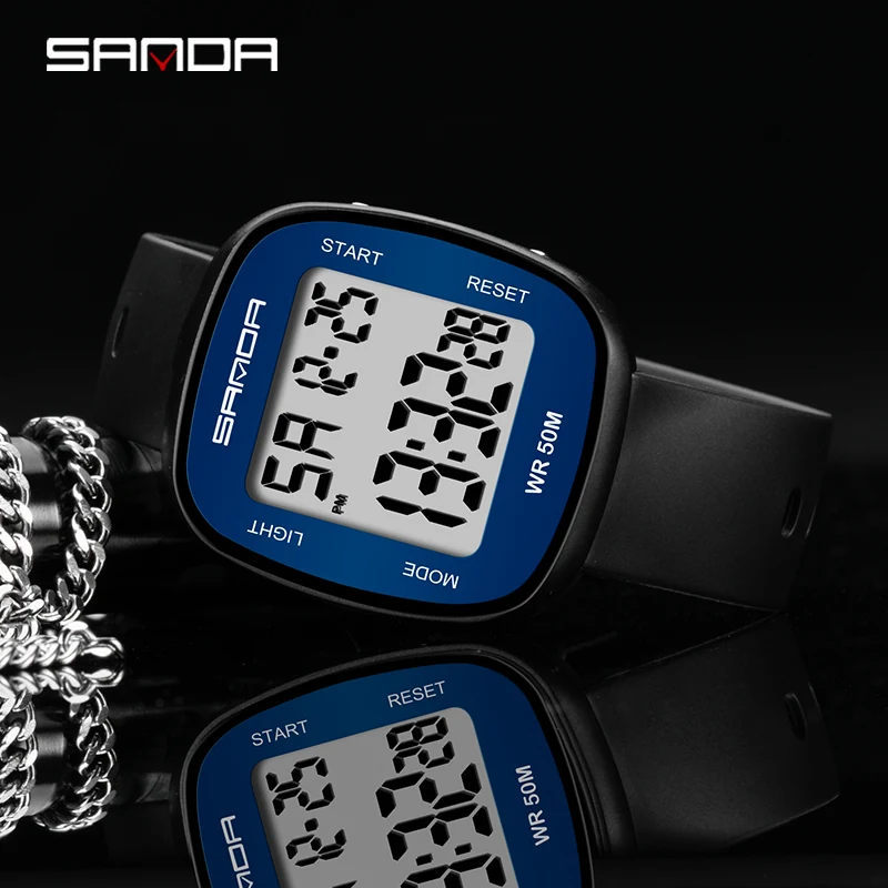 SANDA Mens Watches New Fashion Electronic Watch Multifunction HD LED Display Sports Watch Waterproof Chronograph Reloj Hombre enlarge