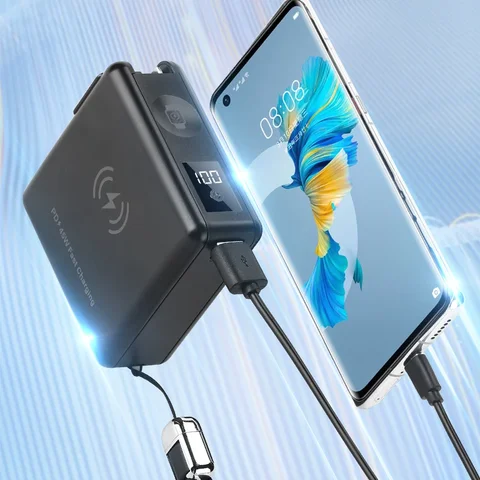 Магнитный внешний аккумулятор емкостью 15000 мАч с вилкой переменного тока, 45 Вт, быстрая беспроводная зарядка, Powerbank для Magsafe для ноутбука, iPhone, iWatch, Xiaomi, Samsung
