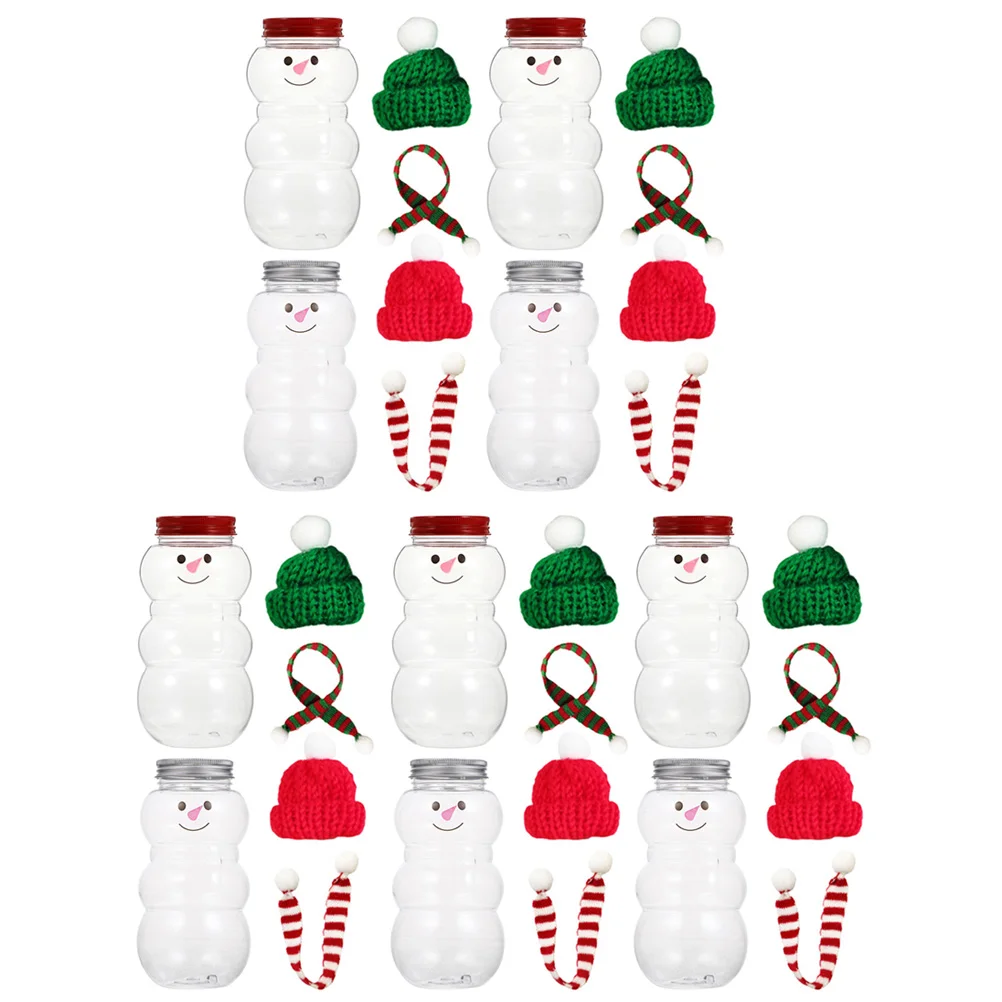 

Snowman Bottle Christmas Beverage Miniature Scarf Drink Glass Jar Juice Jars Bottles