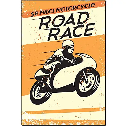 

Original Retro Design Road Race Tin Metal Signs Wall Art | Thick Tinplate Print Poster Wall Decoration for Garage