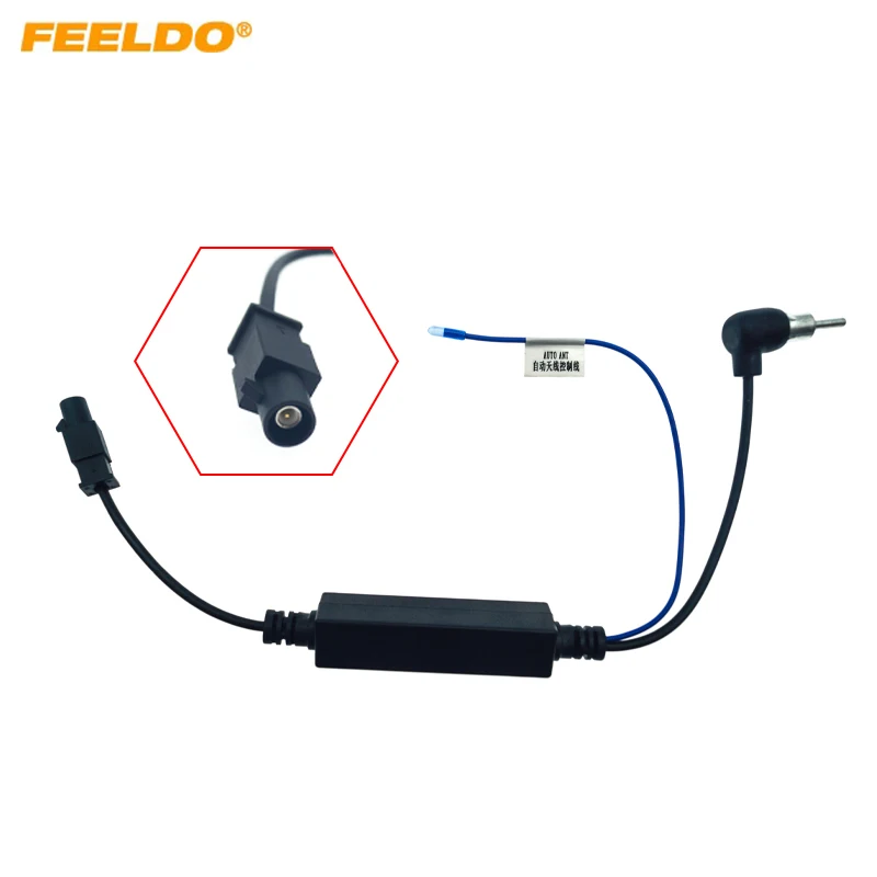 FEELDO Car Radio Antenna Aerial Adaptor For Volkswagen Audi Citroen Ford Renault Bent Plug Cable Fakra Male Connector Amplifier