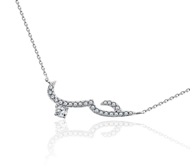 

New RoseL Muslim female Arabic crystal letter necklace set with diamond