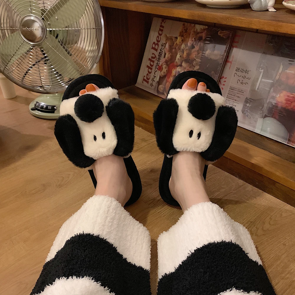 

Cute Animal Slipper for Women Girls Fashion Kawaii Fluffy Summer Warm Slippers Woman Cartoon Dog House Slippers Funny Shoes
