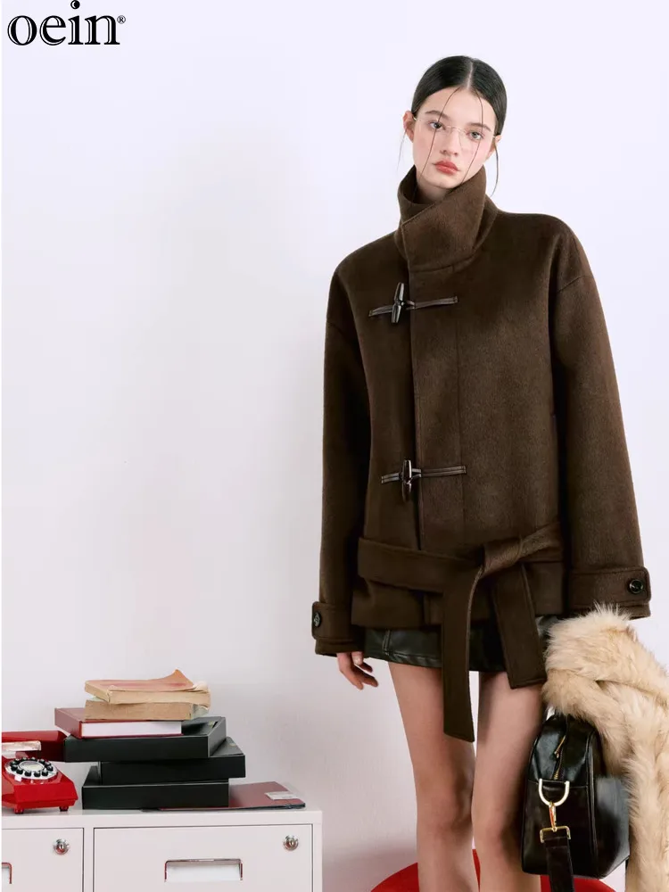 [Яоин] 2024 осеннее женское пальто LaluneDuCielLLDC 21 pm шерстяное с высоким воротником и