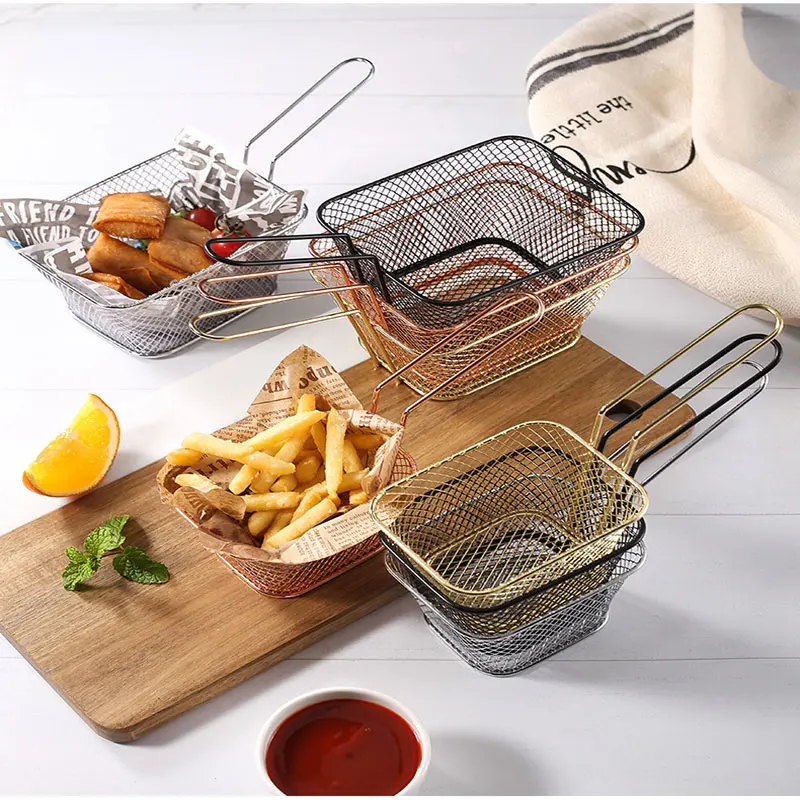 Mini French Fries Basket Stainless Steel Chips Frying Basket Strainer Fryer Cooking Chef Basket Colander Tool Kitchen Gadgets