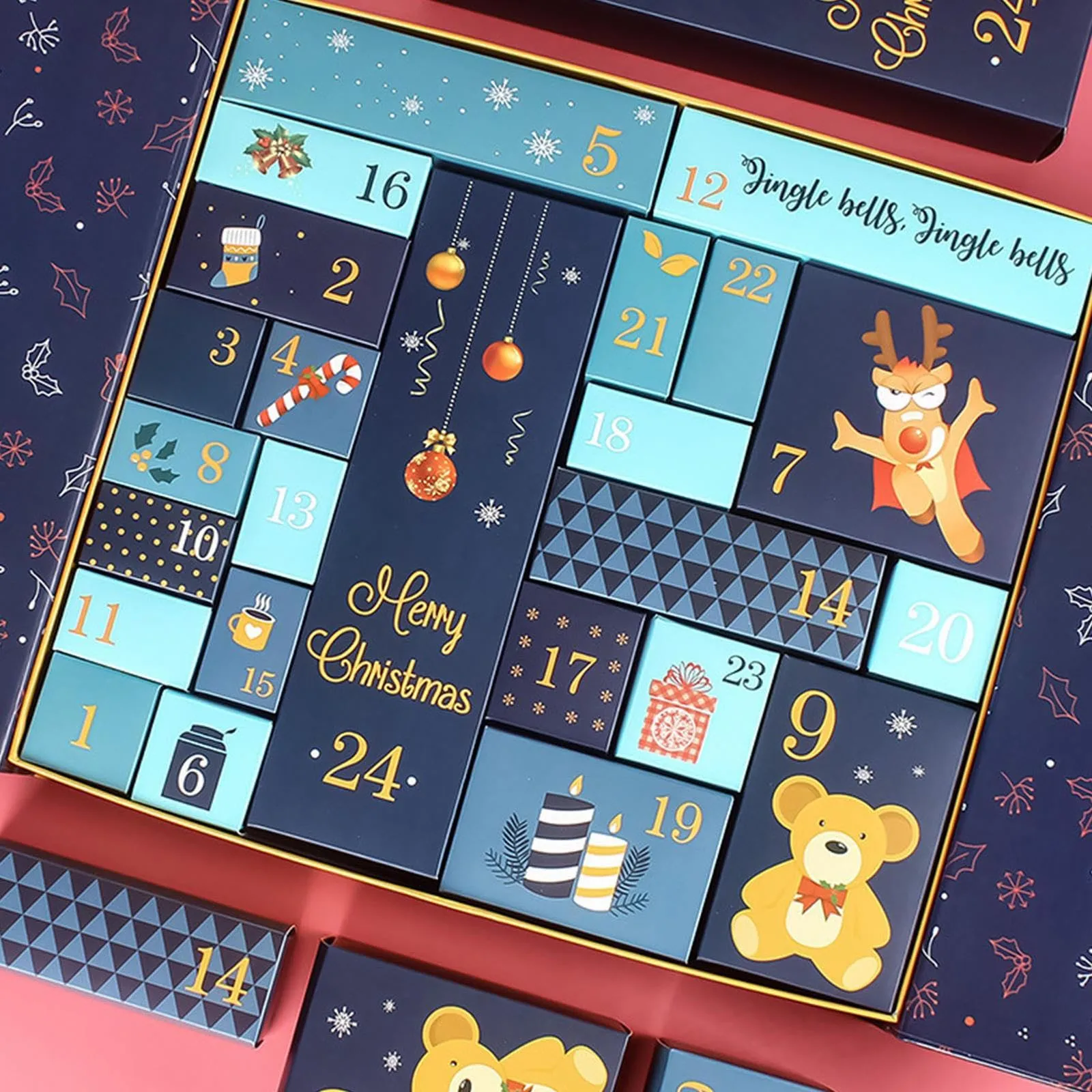 Рождественский адвент-календарь 24-сеточный календарь обратного отсчета