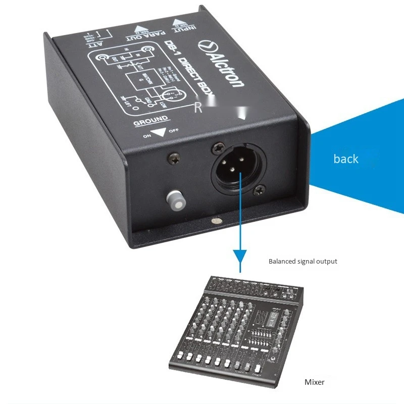 Alctron DB-1 одиночный пассивный преобразователь импеданса DIBOX Front Stage Effector DI Box
