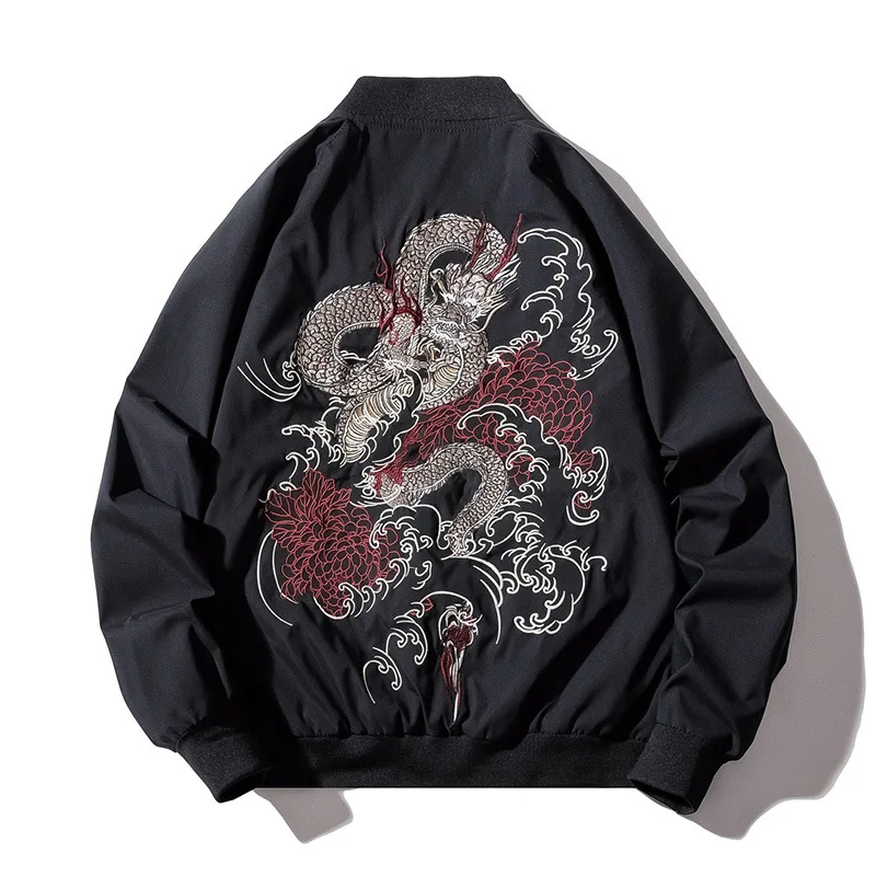 

Retro Pilot Dragon Jacket Hip Bomber Autumn Streetwear Hipster Punk Jacket Jacket Street Men High Embroidery Youth Hop Chinese