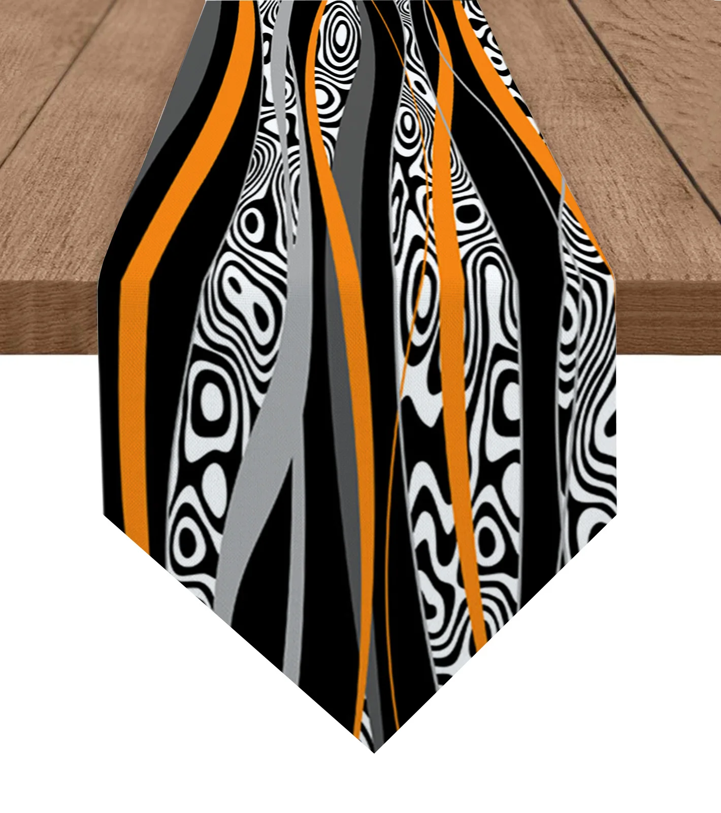 

Abstract Lines Gradient Texture Orange Table Runners Printed Coffee Tablecloth Wedding Decoration Home Party Table Runners