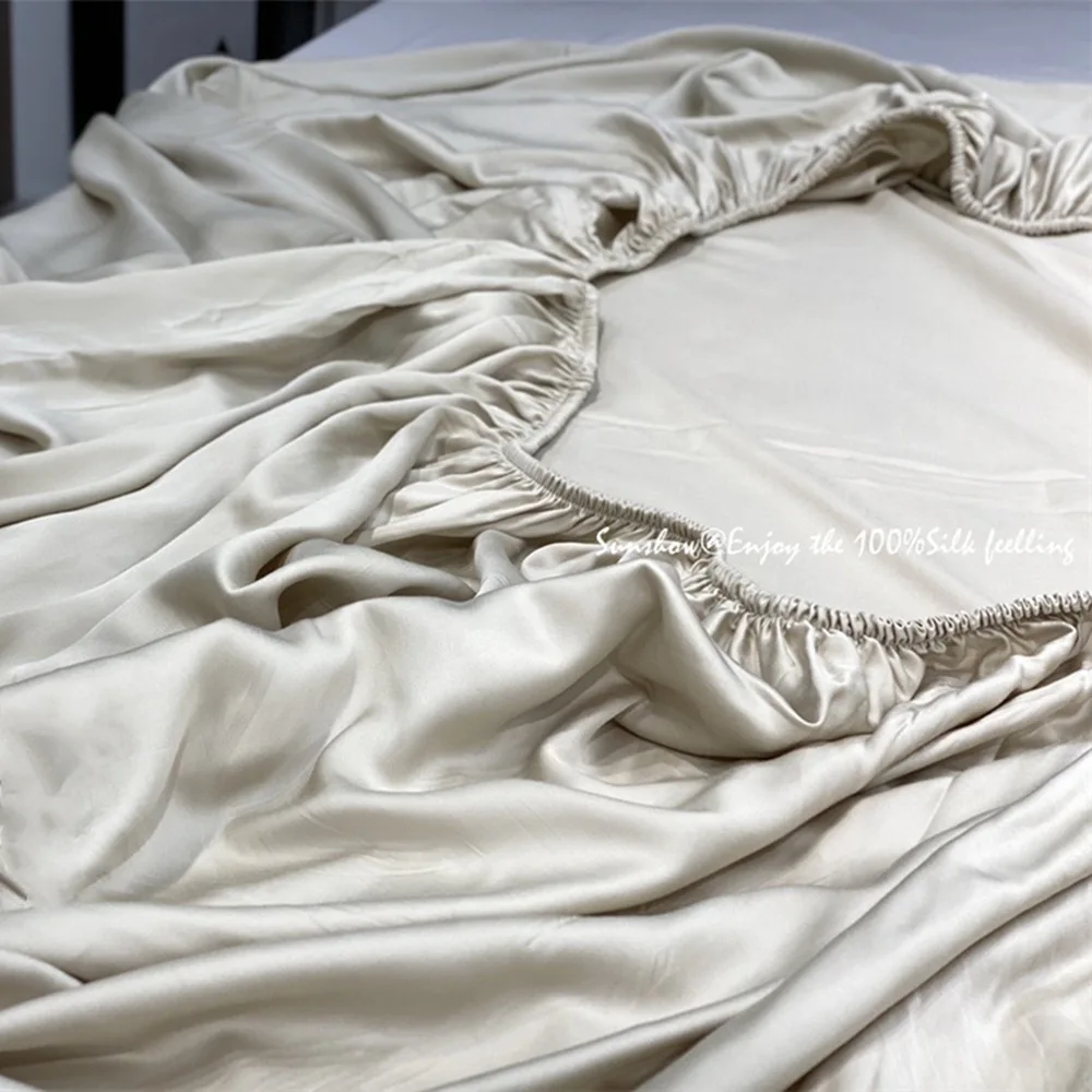 

Texture~60 Thread Count Heavenly Silk Fitted Sheet Single Piece Solid Color Lyocell Cool Bed Sheet Pillow Cover Mattress Cover 1