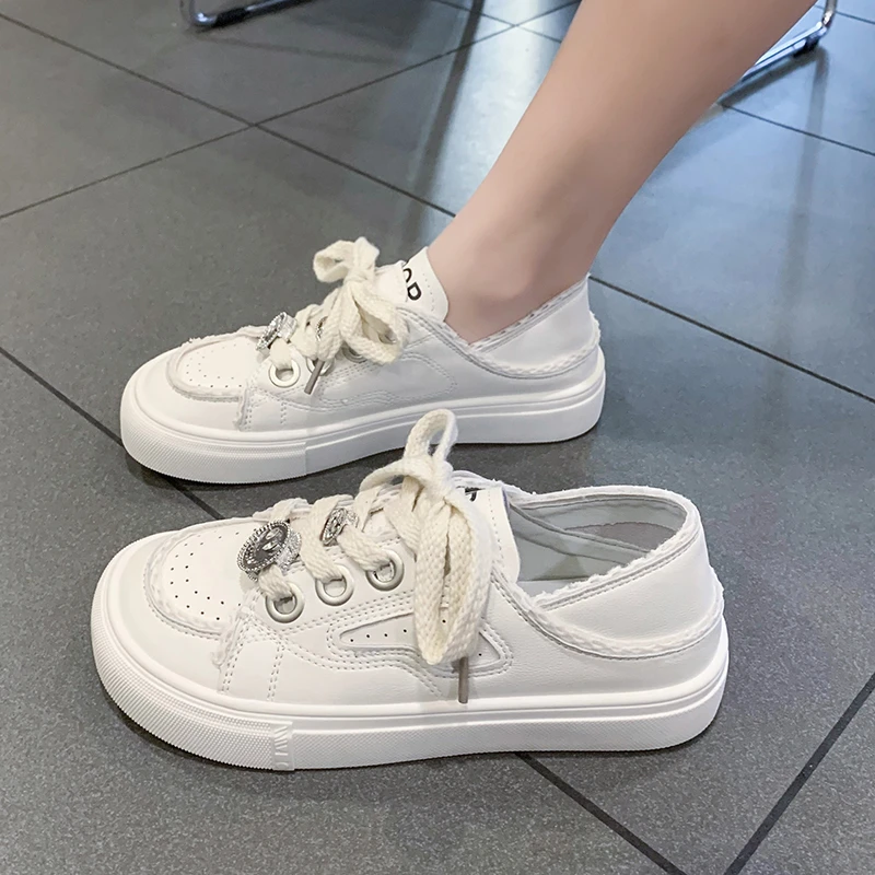 

Women's Sneakers 2022 White Sneakers New Sports Tennis Shoes Thick Bottom Flat Casual Running Vulcanized Canvas Rubber Shoes