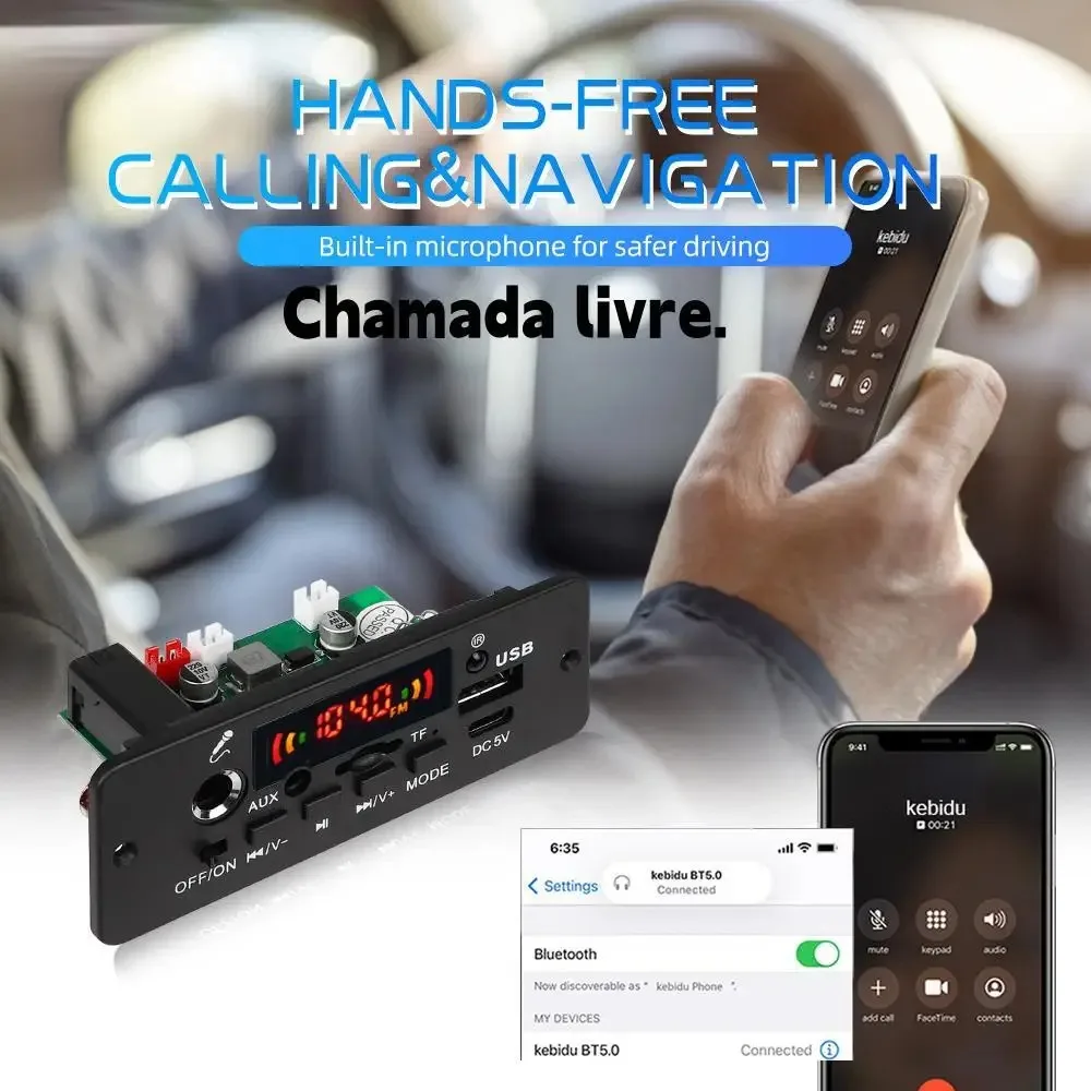Цифровой усилитель KEBIDUMEI 10W, плата декодера MP3, DC 5V, Bluetooth, FM, поддержка микрофона, автомобильный MP3-плеер с пультом дистанционного управления (art.: 3920dc6ed24ab) - 3920dc6ed24ab