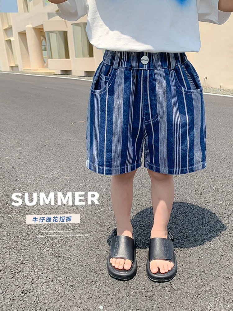 

Denim Shorts Boys' Pants Summer Small Children's Middle Pants Summer Thin Outer Wear Baby Summer Clothing Fifth Pants Fashion
