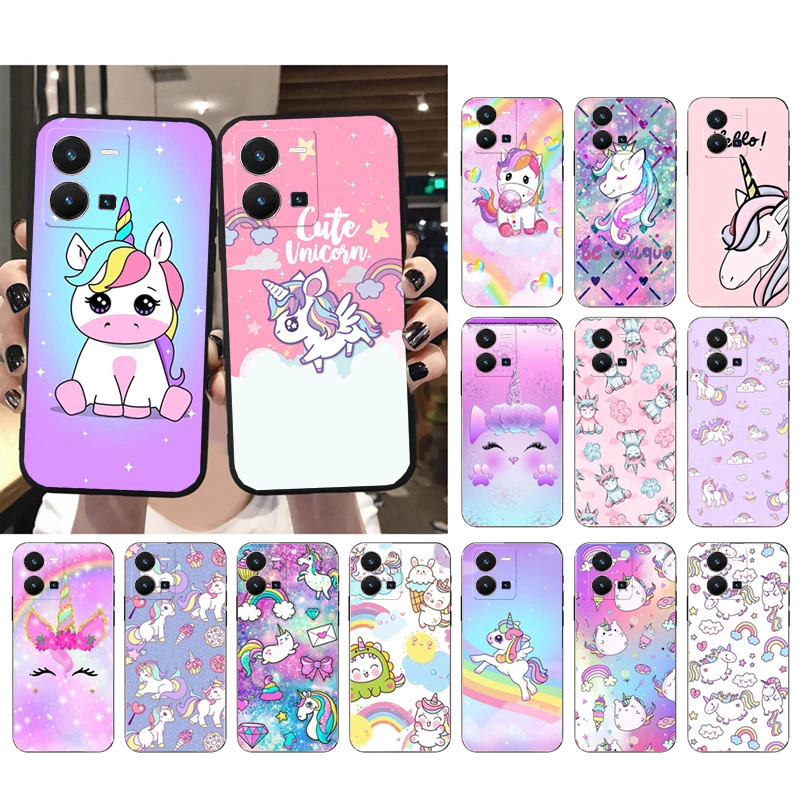 

Cute Unicorn Phone Case for VIVO Y53S Y33S Y22S Y11S Y31 Y21 Y70 Y20 Y21S Y72 Y35 Y51 Y01 V23E V21 V23 V21E Funda