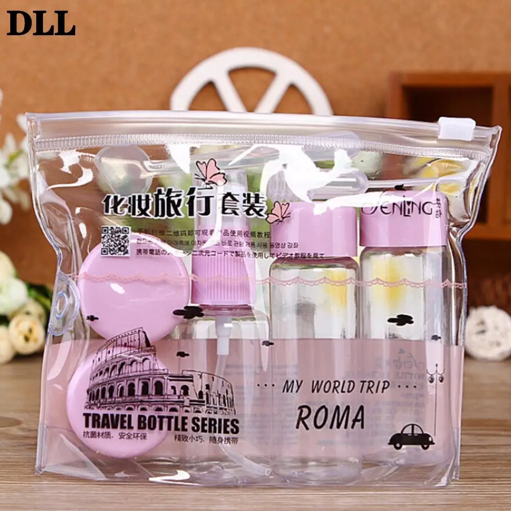 

7 PCS/set Empty Jar spray Refillable bottle Makeup Face Cream Container Bottle 3 Colors Drop Shipping Travel Cosmetic Pot