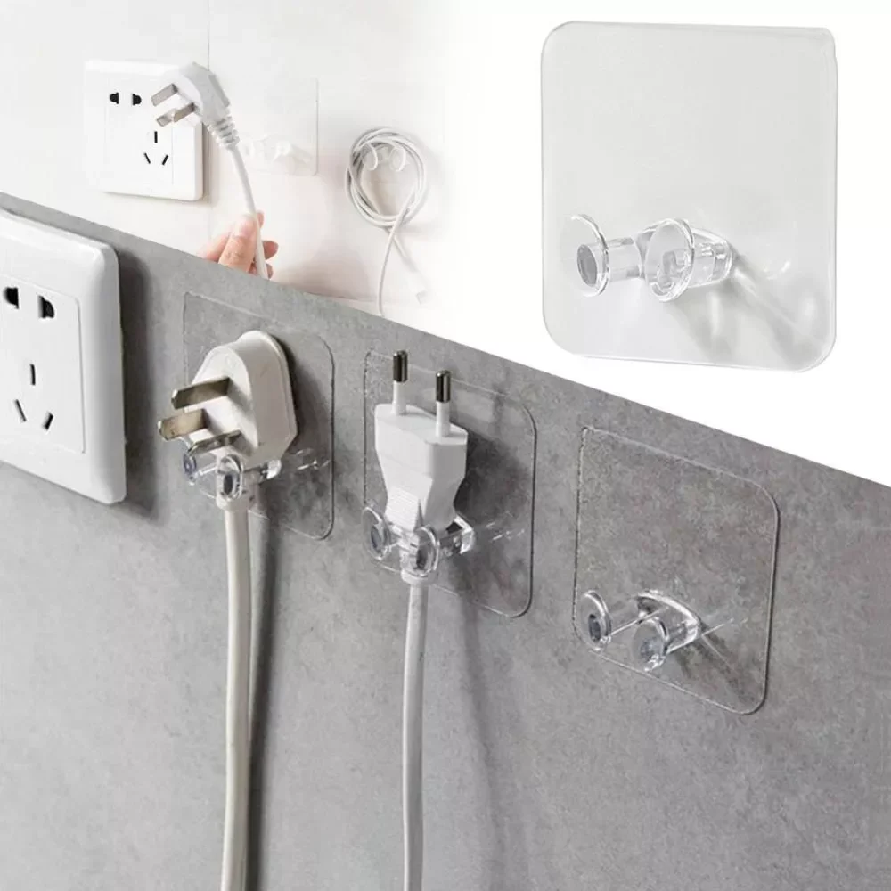

5pcs Wall Storage Hook Punch-free Power Plug Socket Holder Kitchen Stealth Hook Wall Adhesive Hanger Office Bedroom Storage