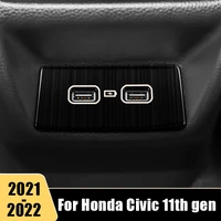 for honda civic 11th gen 2021 2022 stainless steel car rear air conditioning outlet vents usb cover trim sticker accessories