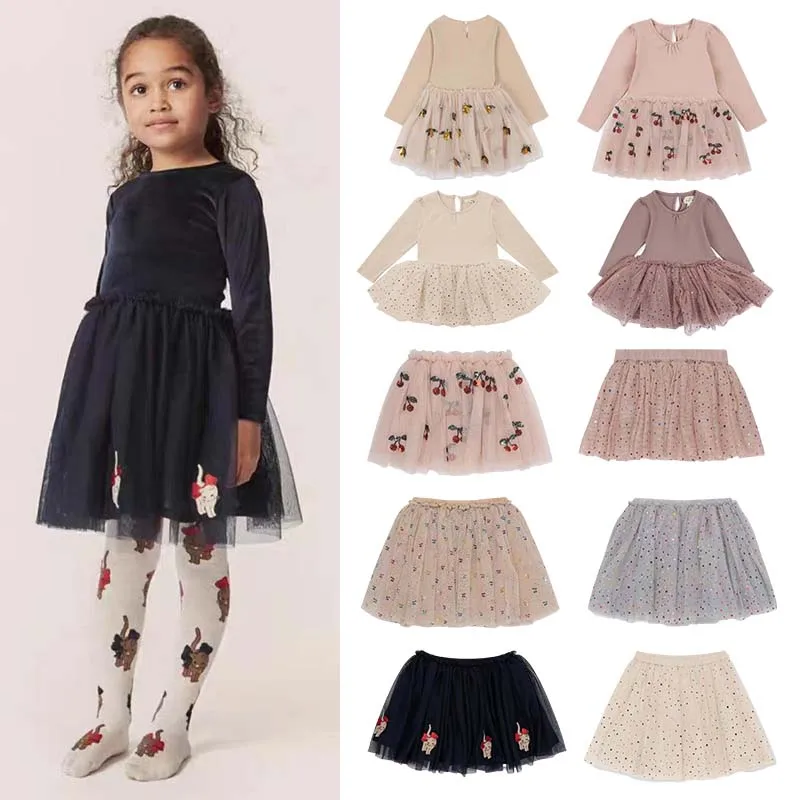 

Kids Dresses for Girls 2023 Autumn and Winter New KS Girl Star Sequin Mesh Princess Dress 1-9 Years Old Baby Clothing