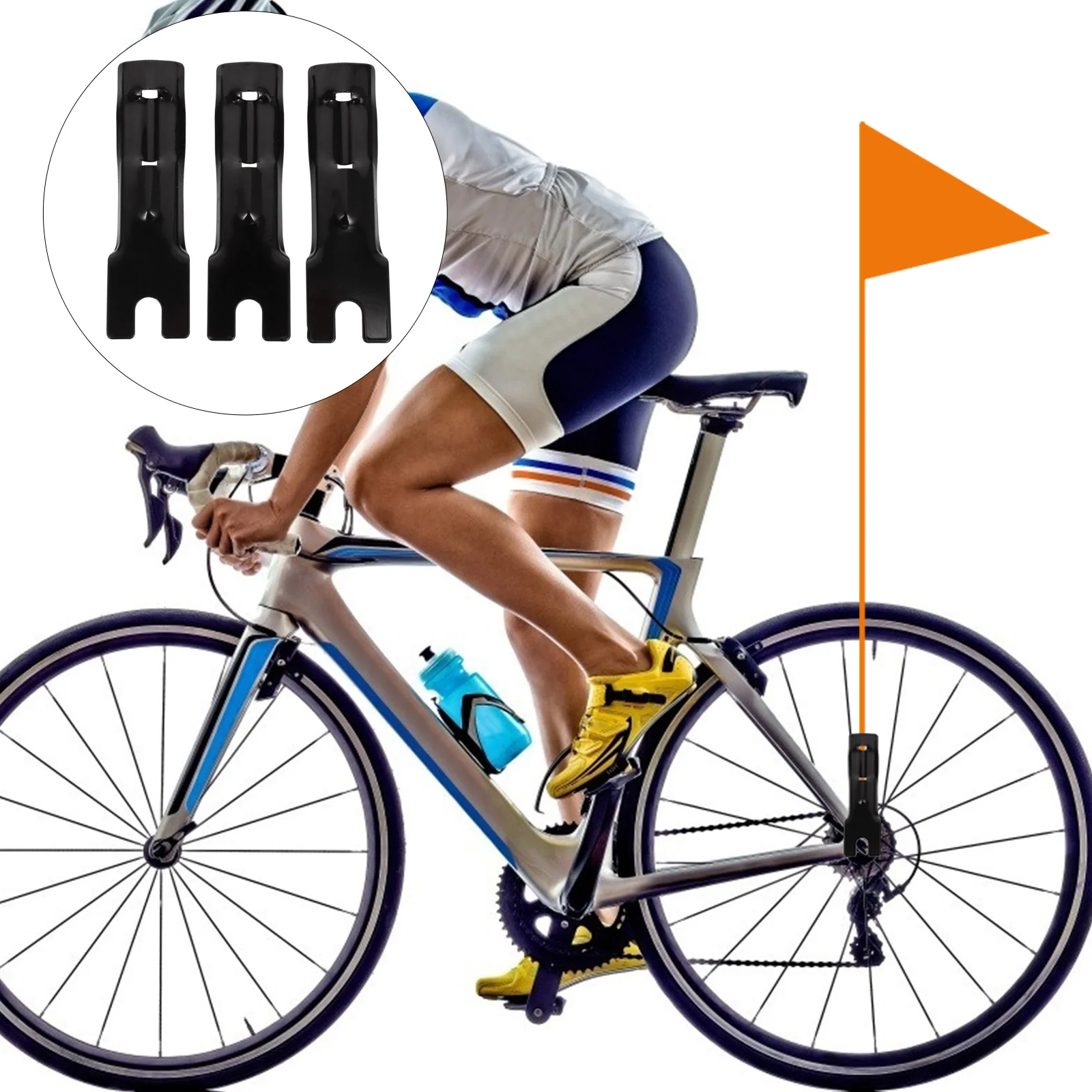 

3 Pcs Cycling Flag Stand Atv Motorcycle Riding Gear Color Guard Pole Car Mount Poles House Bike Holder Bicycle Safety Brackets