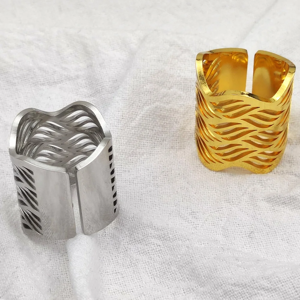 

Stainless Steel Bamboo Leaves Shape Men Rings New Personalized Open Adjustable Women Rings Jewelry Gifts Wholesale Anillos Mujer