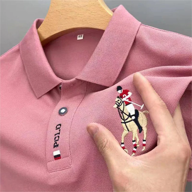 High quality men's pure cotton embroidered POLO shirt 2023 summer new high-end business leisure sports lapel short-sleeved T-shi