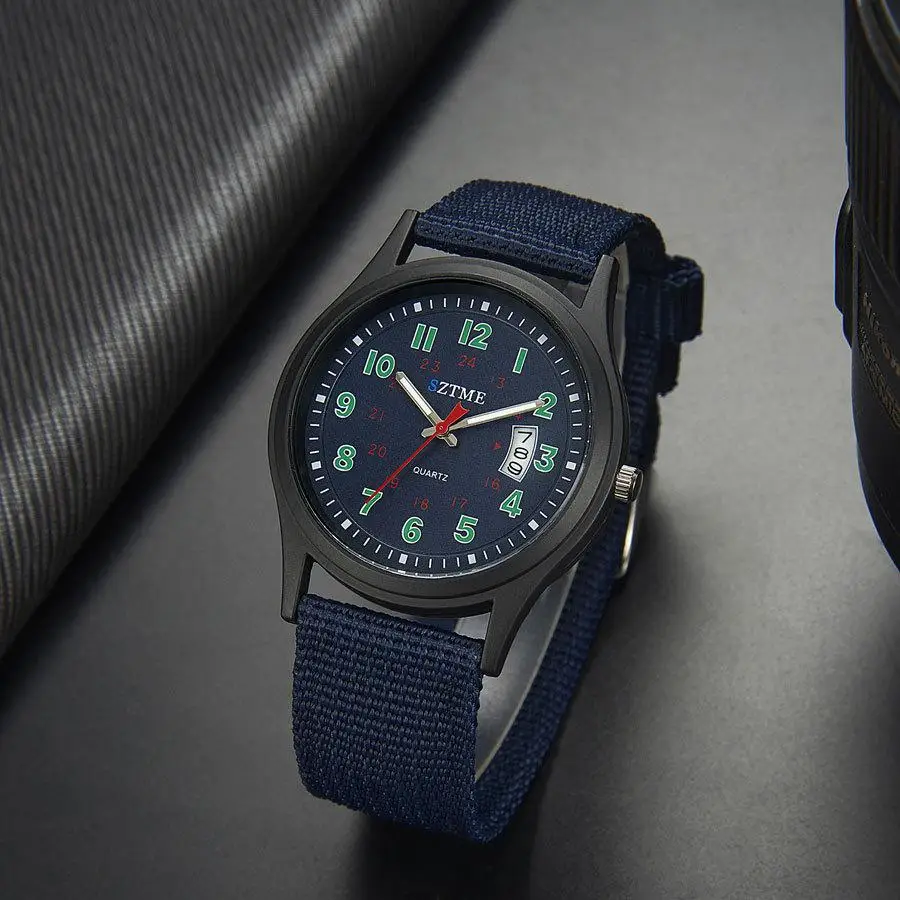 Мужские модные тканые холщовые ремешки Explosion 2024 деловые часы со светящейся