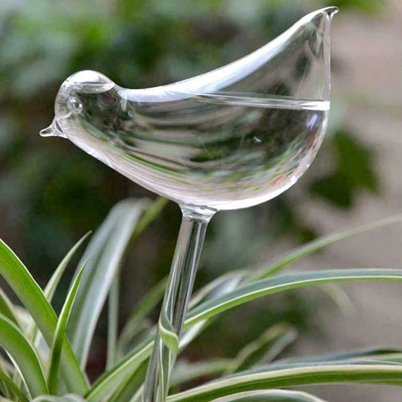 

1pc Bird Shape Automatic Flower Watering Device Plant Waterer Self Watering Globes Birds Hand Blown ClearPlastic Aqua Bulbs