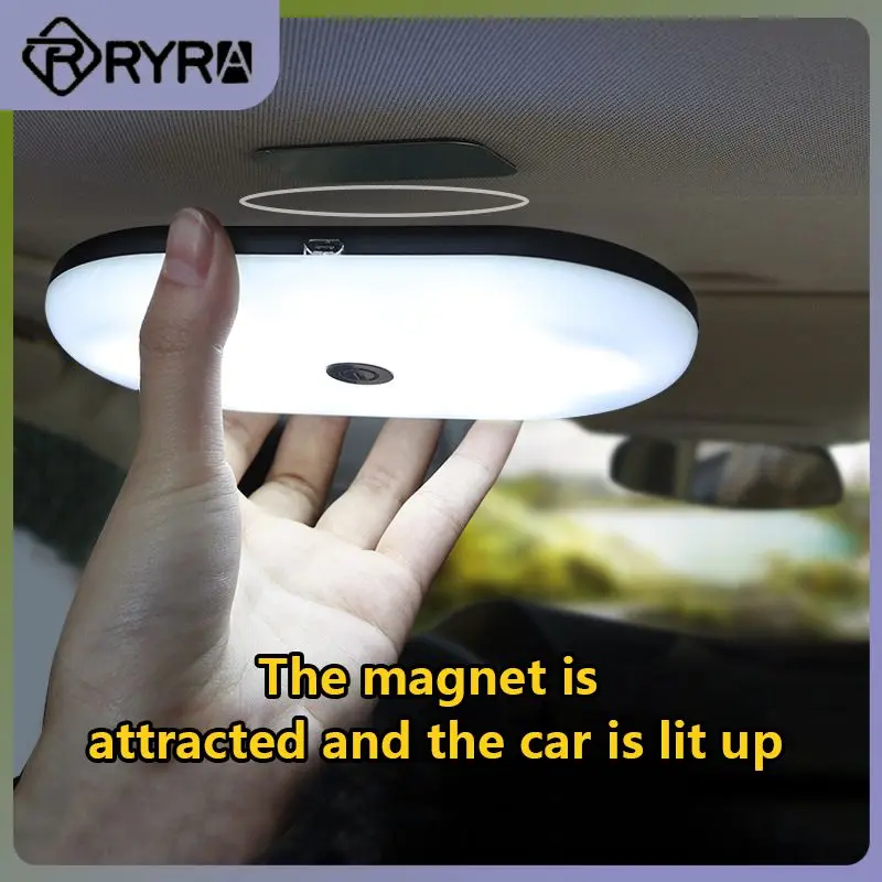 Touch-type Three-color Car Reading Light Usb Rechargeable Car Trunk Ceiling Trunk Light Durable Universal Ceiling Light Portable