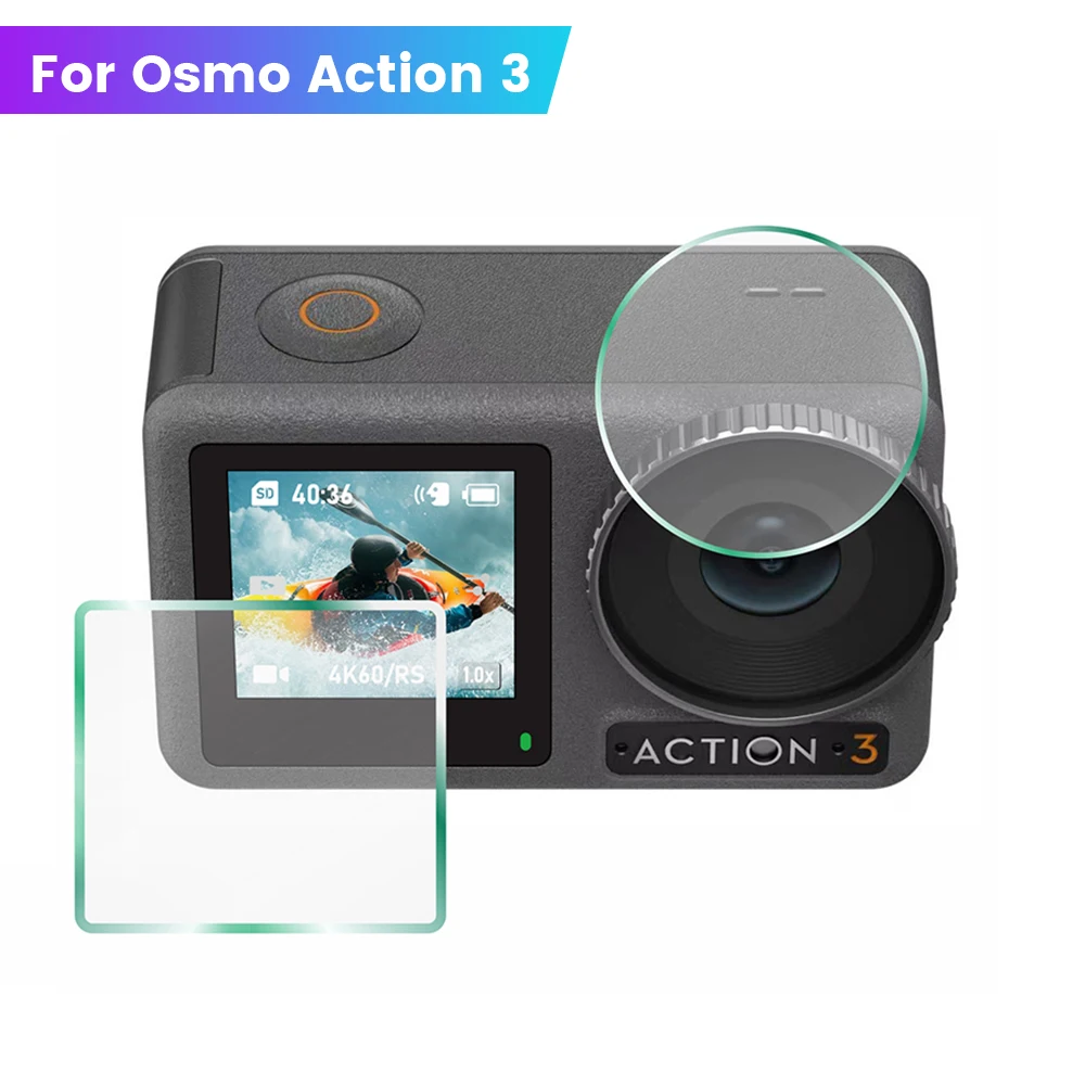 Пленка из закаленного стекла для камеры Osmo Action 3 HD защитная пленка пылезащитная