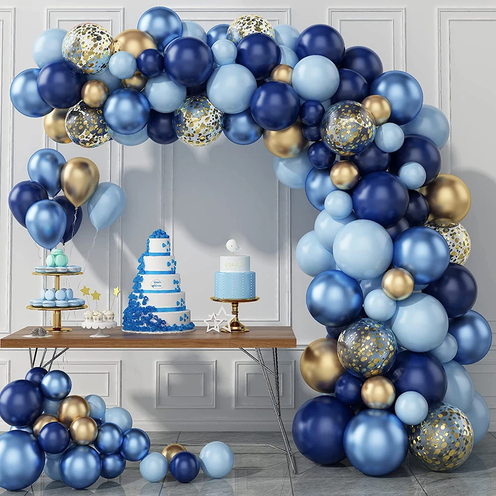 

Navy Blue Balloon Garland Arch Kit Metallic Blue Gold Confetti Ballon Birthday Baby Shower Party Wedding Decor Graduation Globos