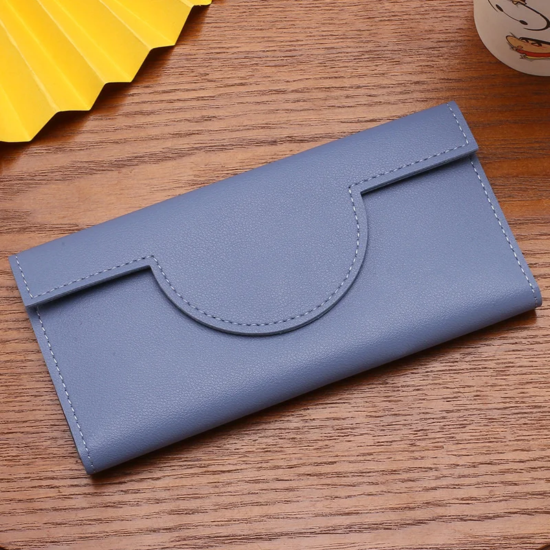 

Women Elegant Wallet Credit Card Holder Wallet Solid Color PU Leather Simplicity Long Purse Fashion Female Card Case Money Bag