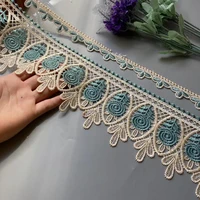 1 yards embroidery turquoise flower lace ribbon trims for sofa curtain trimmings dress costumes applique beige 10 cm 2 5 cm new