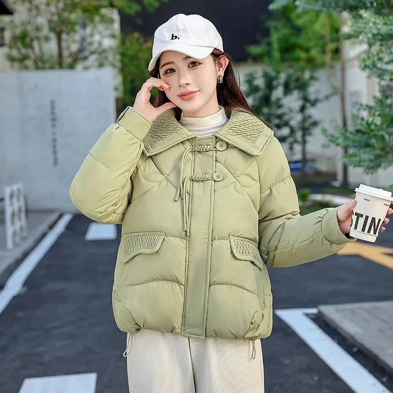 Двухслойная Женская куртка Xiaoxiangfeng с кукольным воротником подкладка из хлопка
