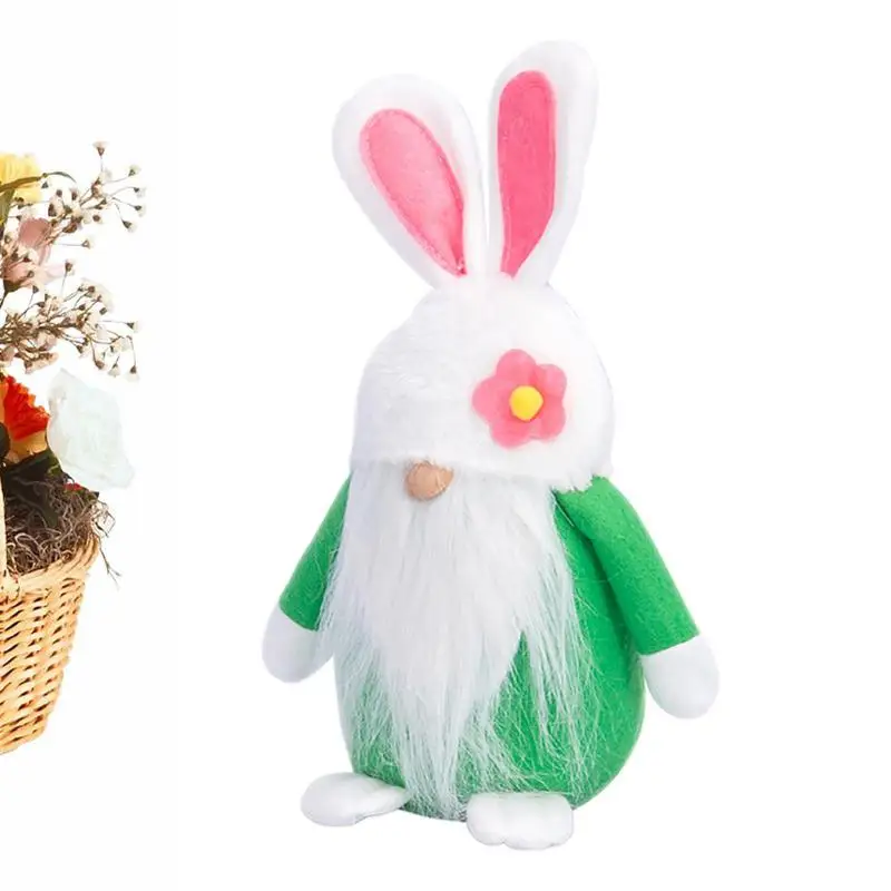 

Spring Gnomes Bunny Ears Swedish Nisse Tomte Easter Tiered Tray Decor Handmade Collectible Figurine Standing Elf Doll For Easter