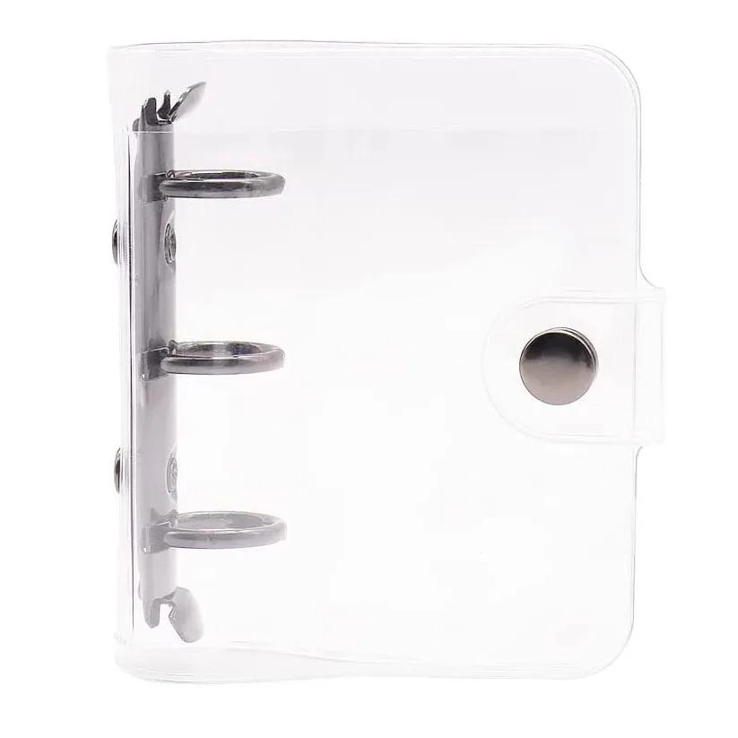 

Mini Size 3-Ring Binder Cover Black Color Refillable PVC Notebook Binder with Snap Button Closure File Folder for 3-Holes Filler