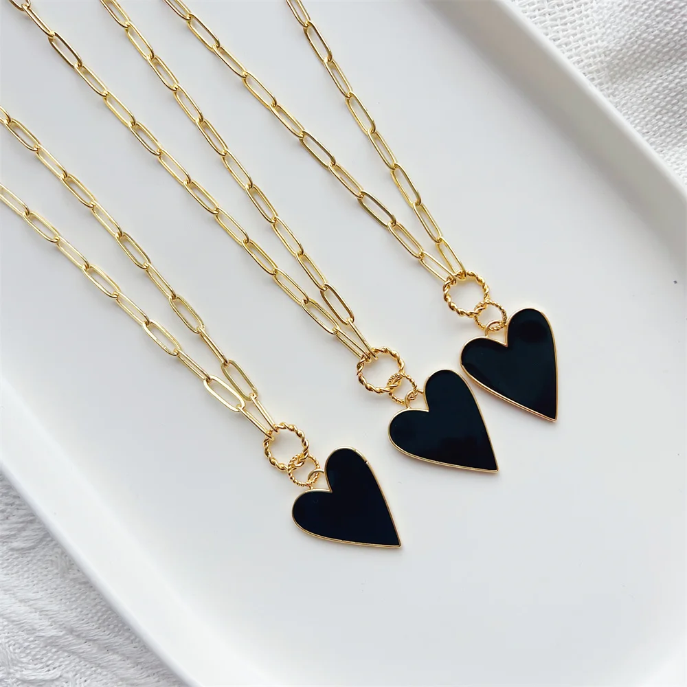

KKBEAD 2023 New Heart Pendant Necklace Hight Quality Gold Plated Link Chain Necklaces Jewelry For Women Best Gift LOVE Jewellery