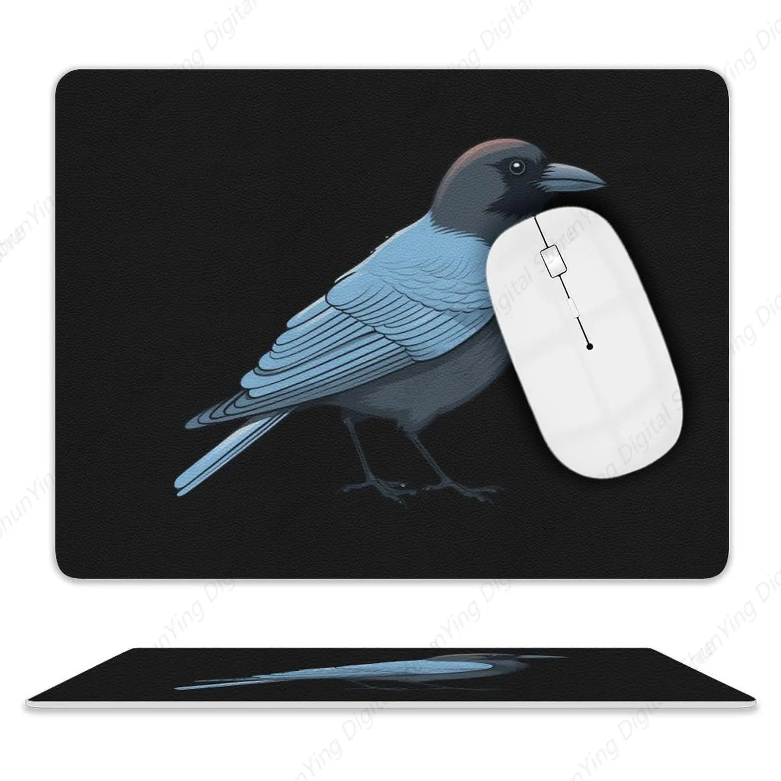 Коврик для мыши с принтом вороны водонепроницаемый и нескользящий резиновый
