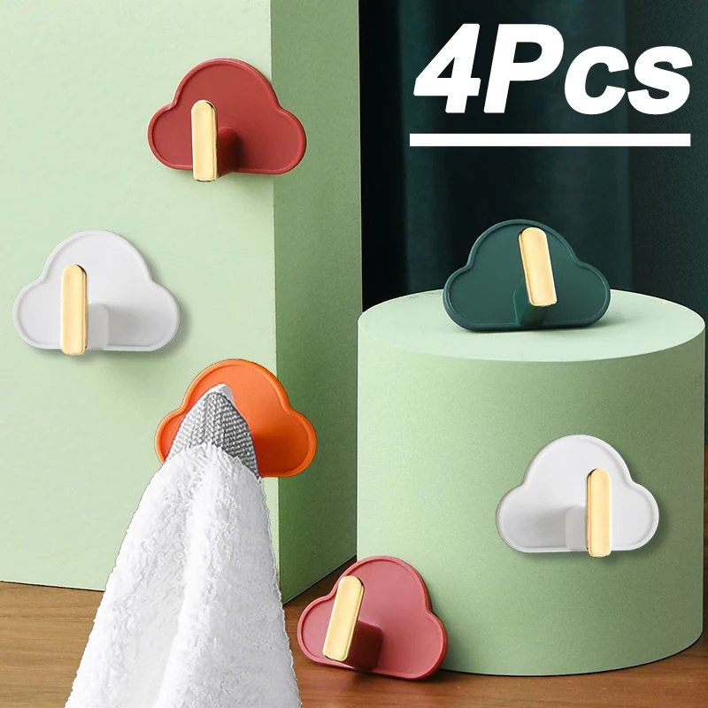 

4Pcs Wall Hooks Could Shape Strong Self Adhesive Door Hangers ABS Bags Key Towel Hanging Hook Home Bathroom Wall Organizer Decor