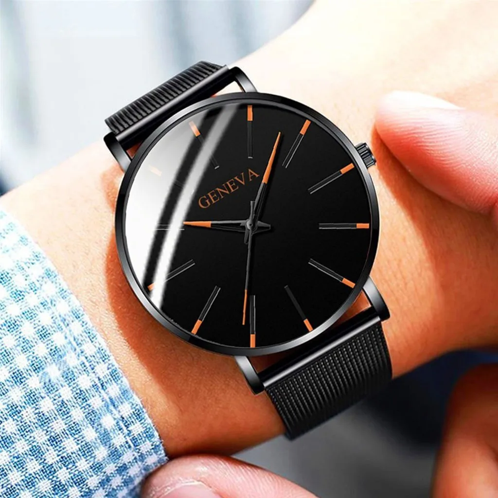 

Mens Watches Luxury Sport Wrist Watch Unique Design Stainless Steel Auto Date Mesh Strap Men Fashion Casual Quartz Watches