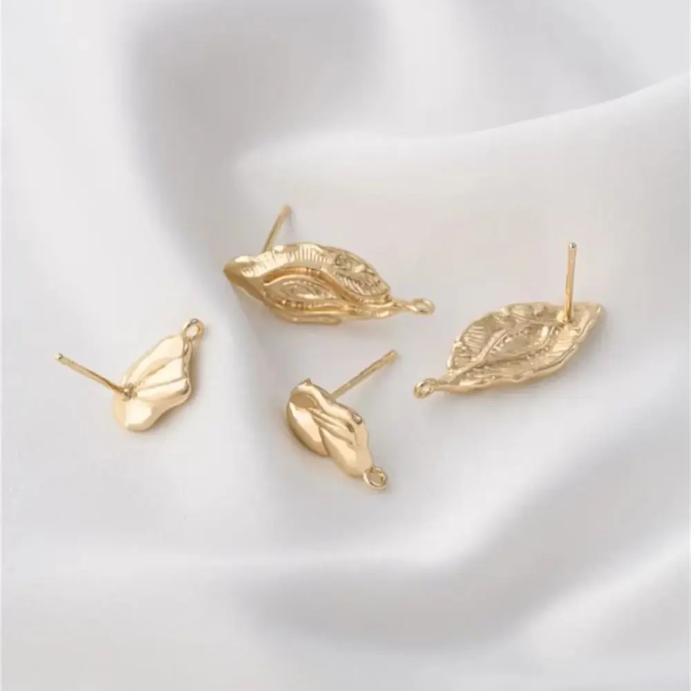 Игла из серебра 925 пробы 14-каратное золото в форме листа с подвесным кольцом