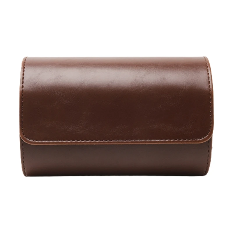 

Watch Case Leather Watch Roll Organizer for Watch Jewelry Storage Detachable Anti-Slide Cushion Black & Brown 2 Slot